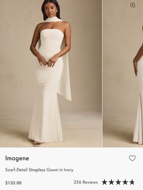 Oh Polly Dress Imogene
Scarf-Detail Strapless Gown in Ivory
$135.00